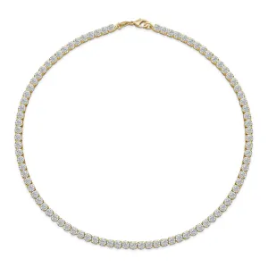 Classic Bridal Collar Necklace with CZ Round Prong Set 14K Gold Plated 16 Inch