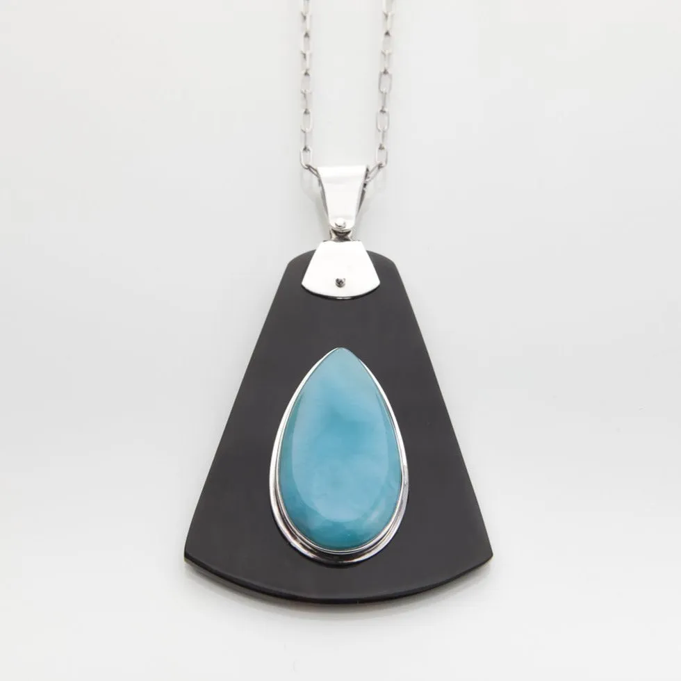 Cow Horn Larimar Pendant Vaca