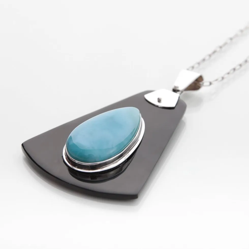 Cow Horn Larimar Pendant Vaca