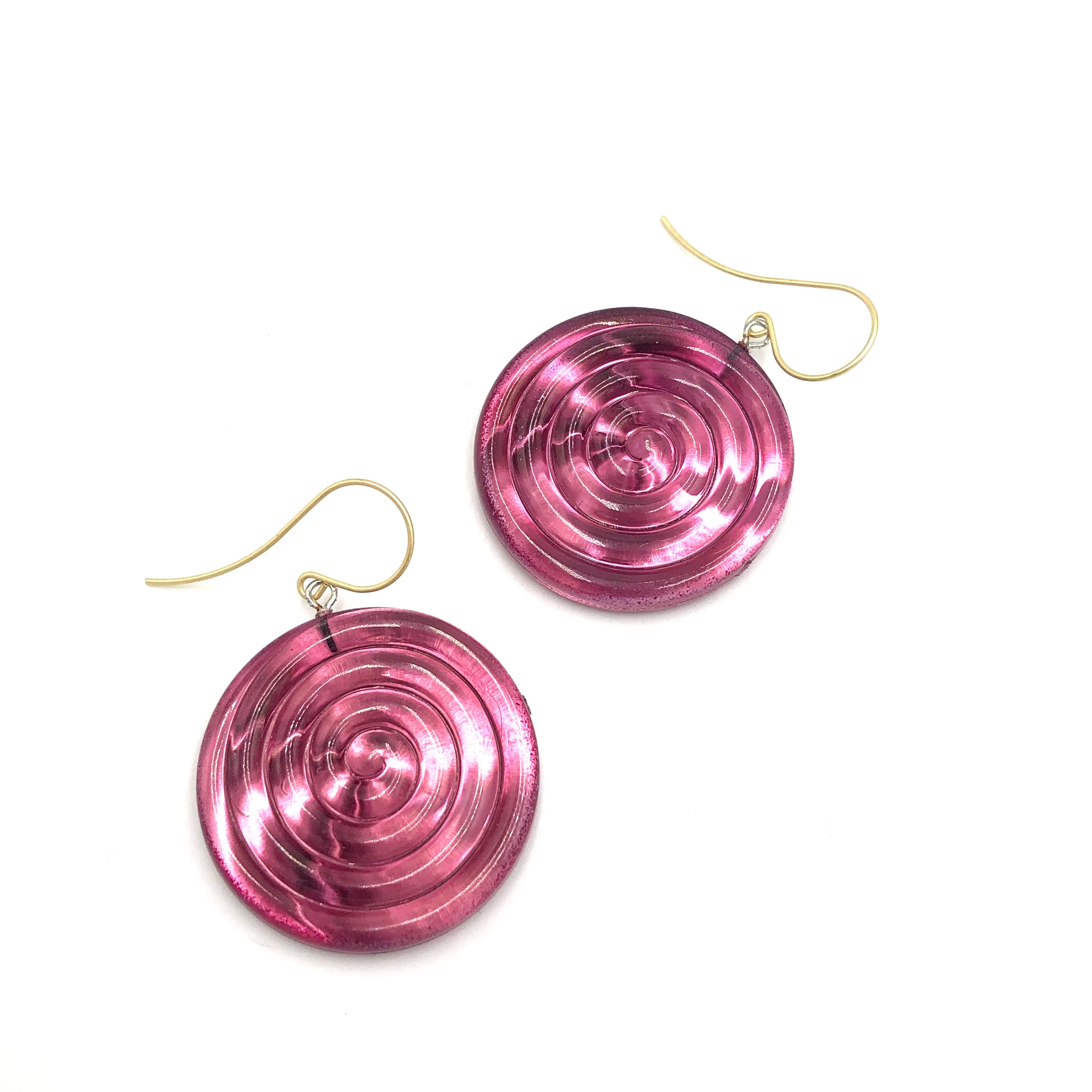 Cranberry & Glow Spiral Drop Earrings