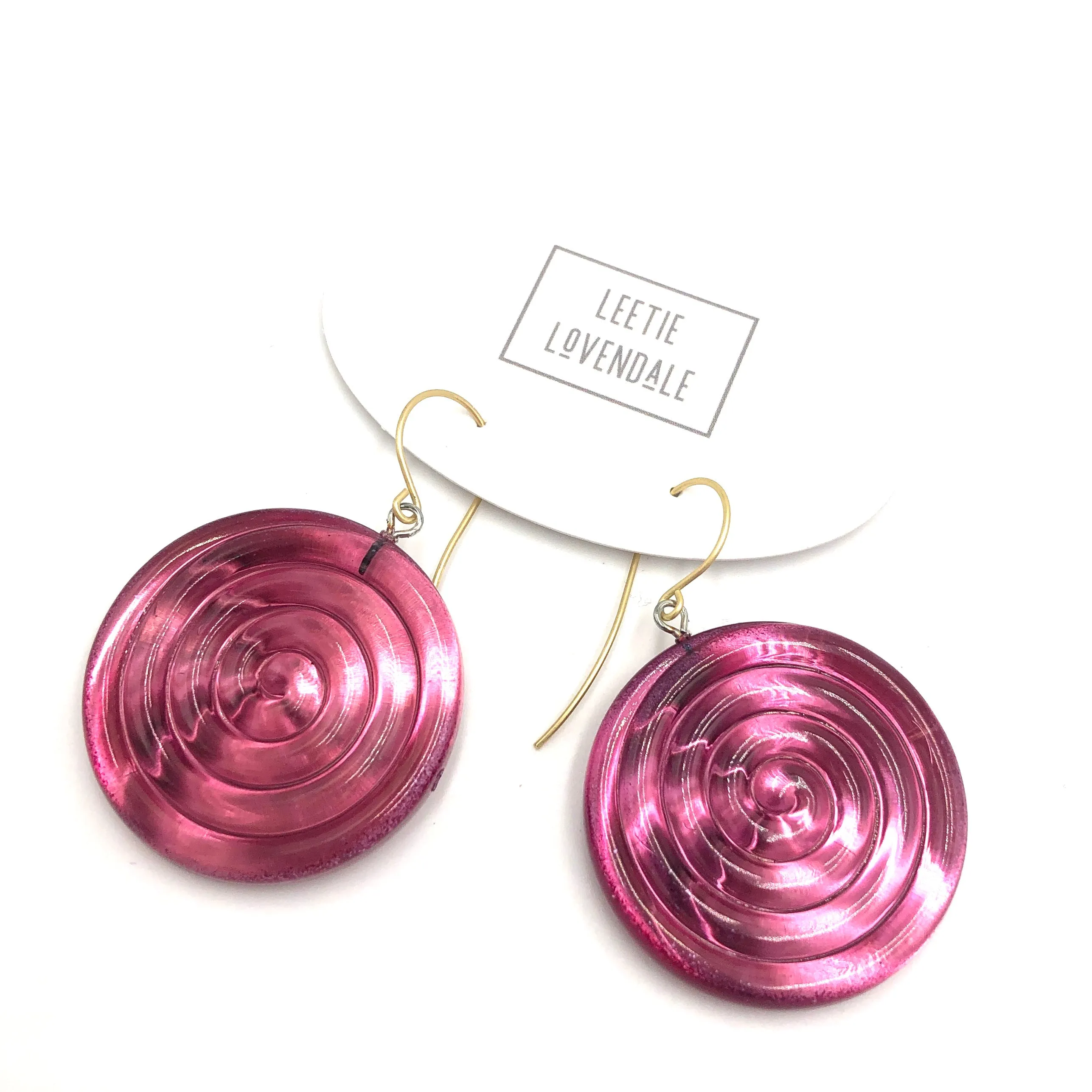 Cranberry & Glow Spiral Drop Earrings