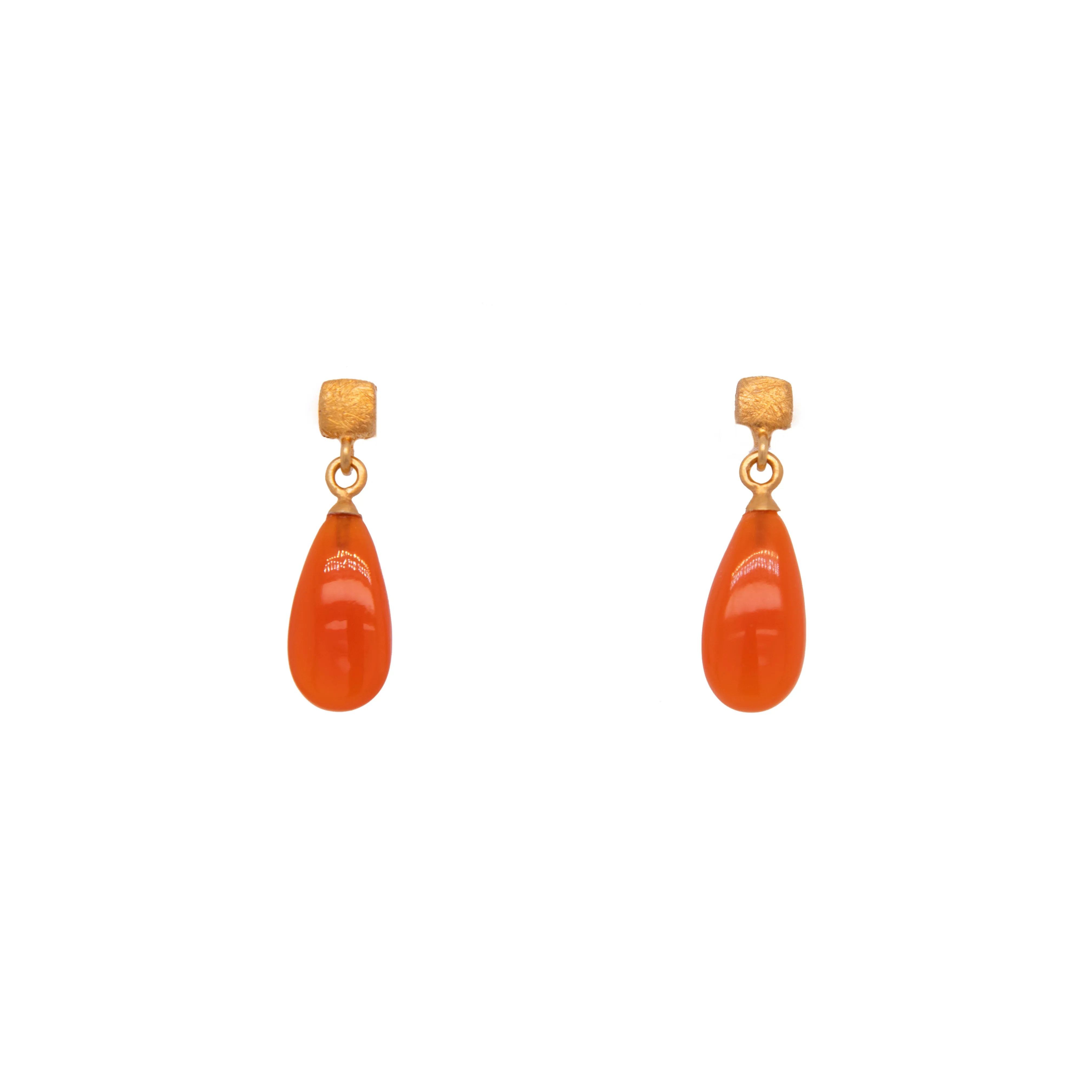 Cube Carnelian 24K Fair Trade Gold Vermeil Earrings