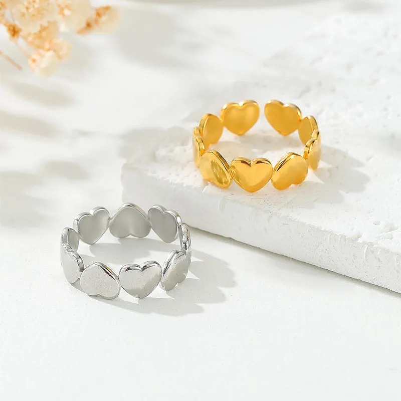 Cute Simple Style Heart Shape Plating Open Rings