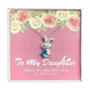 Daughter Greeting Card Sterling Silver Bunny Necklace Girls