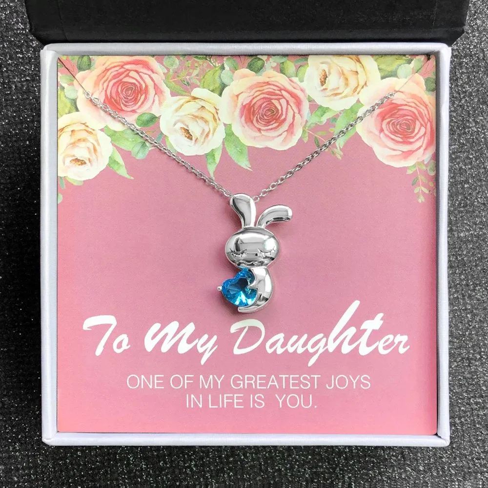 Daughter Greeting Card Sterling Silver Bunny Necklace Girls