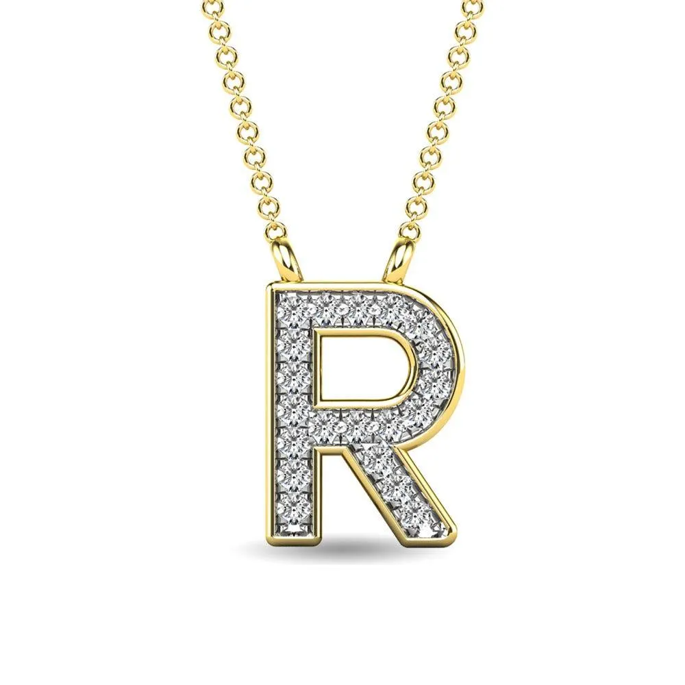 Diamond 1/20 Ct.Tw. Letter R Pendant in 10K Yellow Gold