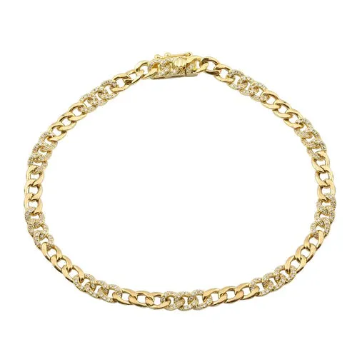 Diamond Alternated Cuban Link Bracelet