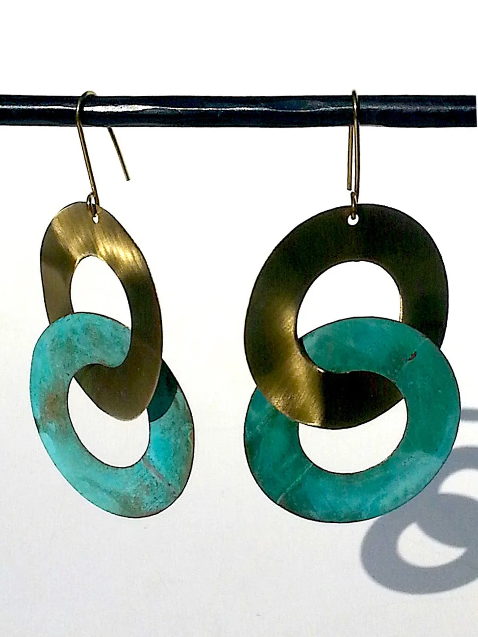 Earrings Double Hoop Brass Patina