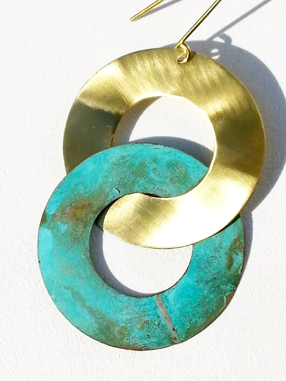 Earrings Double Hoop Brass Patina