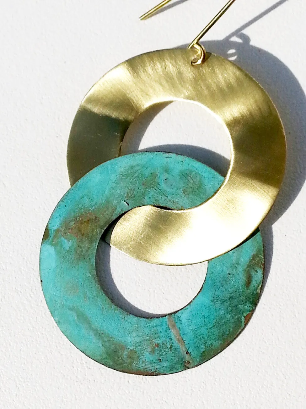 Earrings Double Hoop Brass Patina