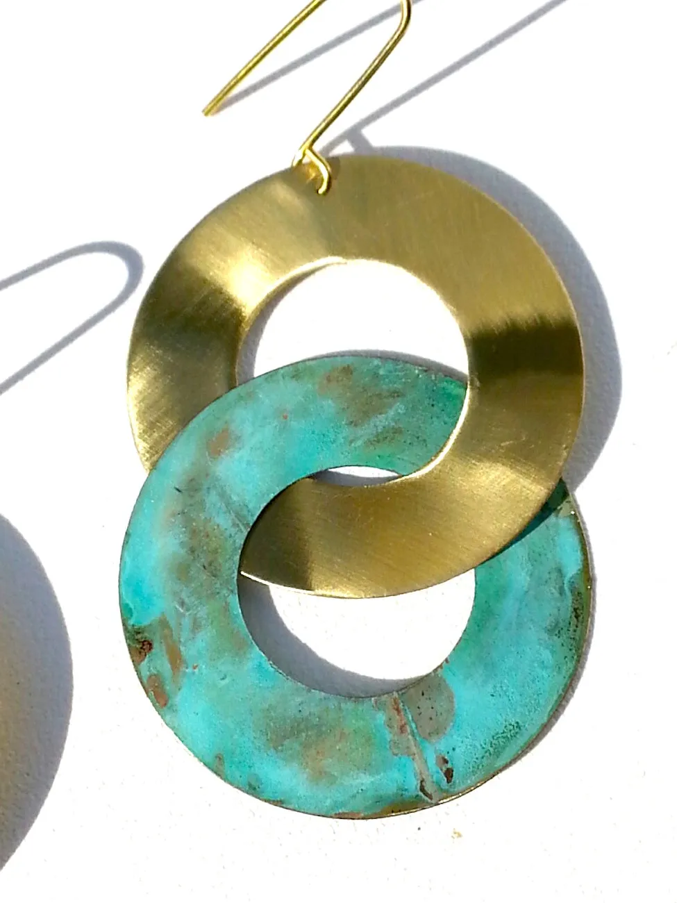 Earrings Double Hoop Brass Patina