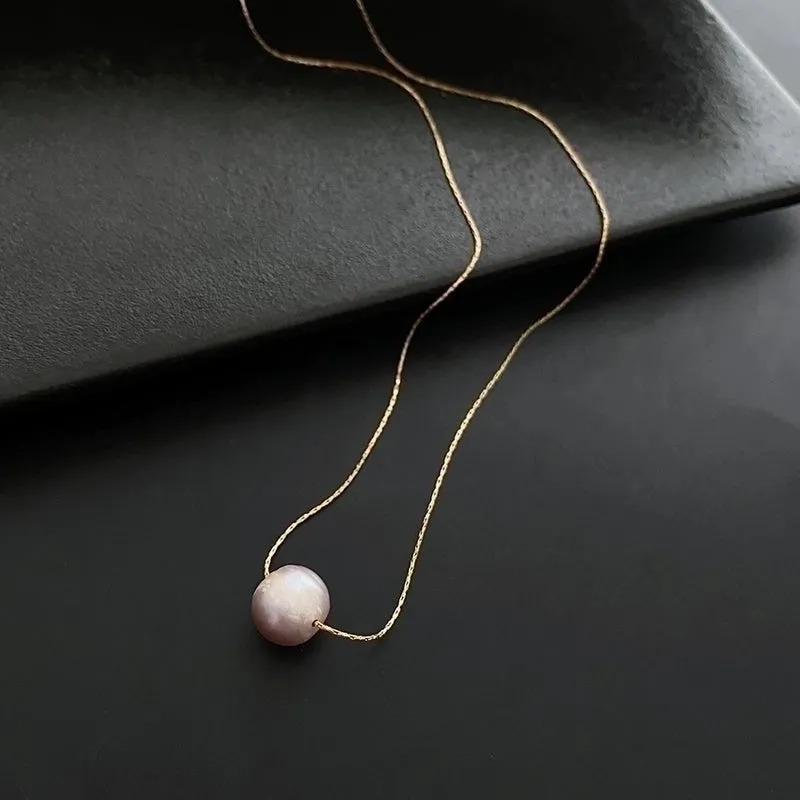 Elegant Geometric Titanium Steel Inlay Pearls Necklaces