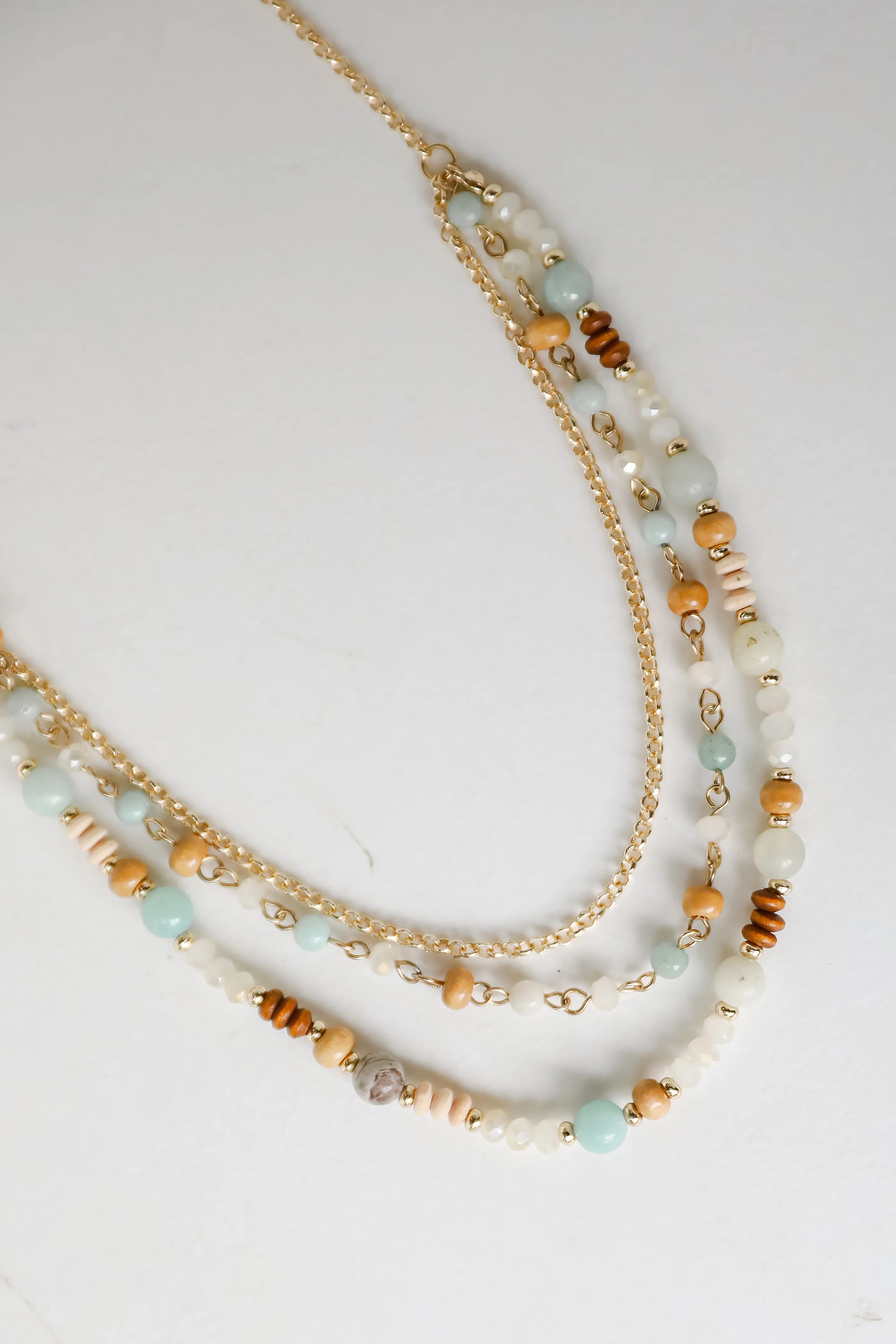 Eloise Mint Beaded Layered Necklace