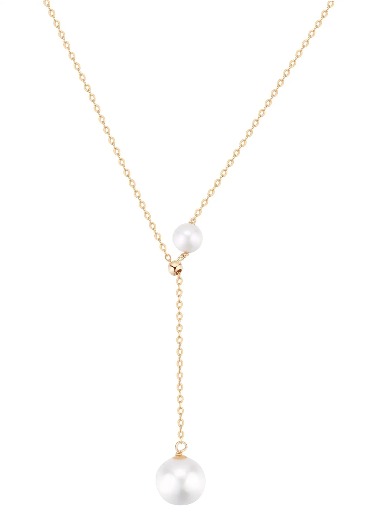 Embellished Series Adjustable Y-Shaped Pearl Necklace