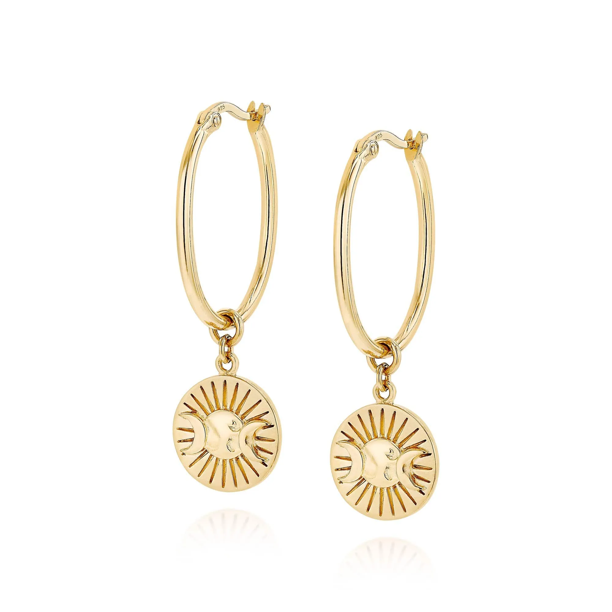 Estée Lalonde Goddess Medallion Charm Earrings 18Ct Gold Plate