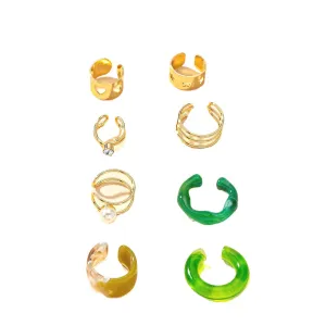 European American Fusion 8-Piece Ring Set - Vienna Verve Bold Earrings