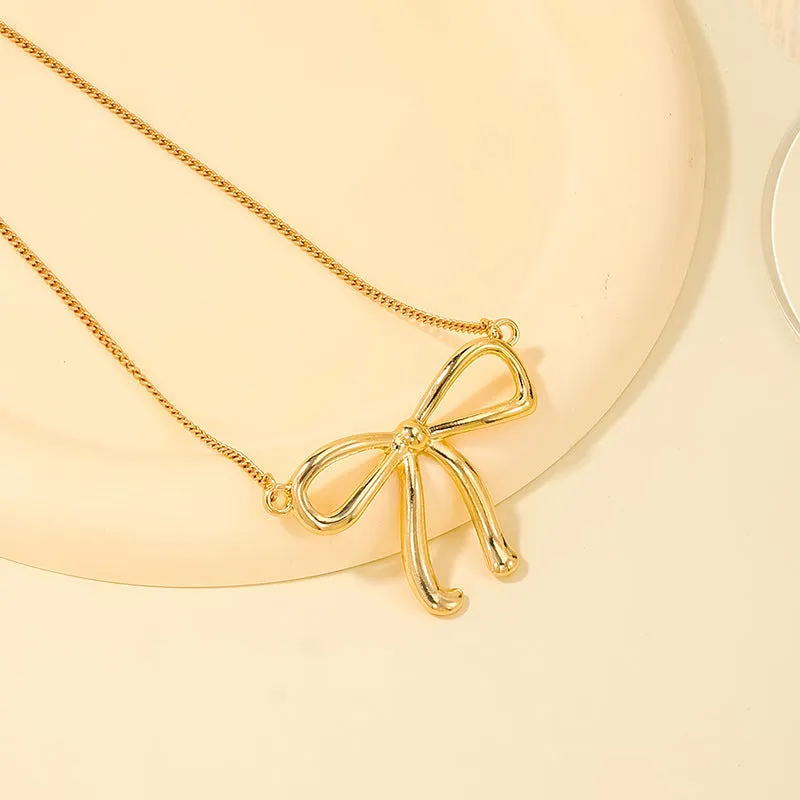 European American Sweet Luxe Metal Bow Necklace Collection - Vienna Verve