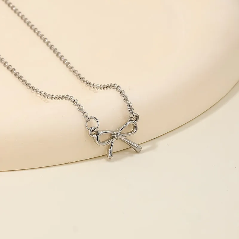 European American Sweet Luxe Metal Bow Necklace Collection - Vienna Verve