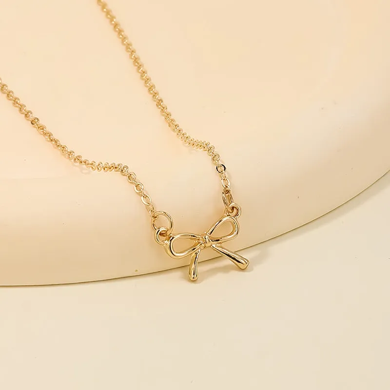 European American Sweet Luxe Metal Bow Necklace Collection - Vienna Verve