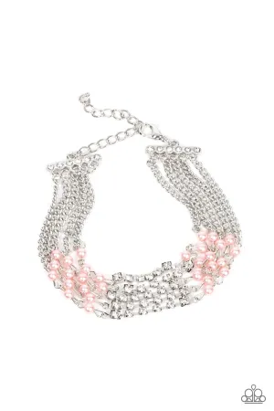 Experienced in Elegance Pink Pearl & White Rhinestone Bracelet - Paparazzi Accessories