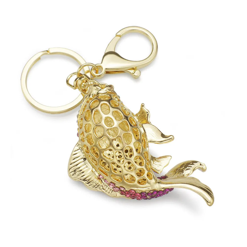 Exquisite Enamel Crystal Fish Key Chains Holder Goldfish Purse Bag Buckle HandBag Pendant For Car Keyrings KeyChains