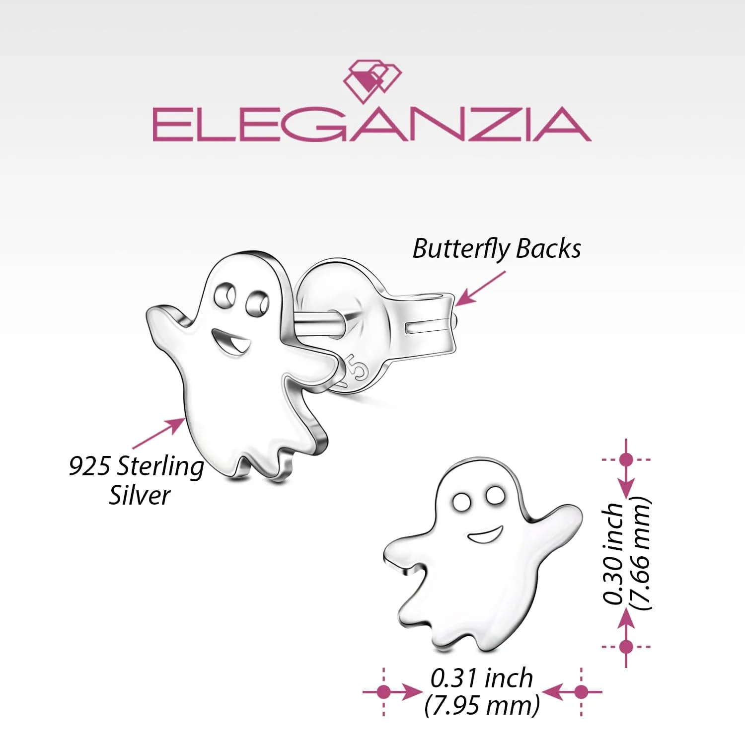 Fa-boo-lous Ghost Stud Earrings Sterling Silver