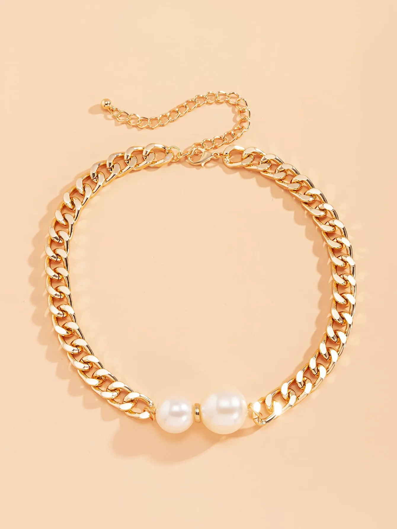 Faux Pearl Decor Chain Necklace Statement Necklace Modern Necklace