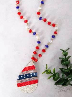 Flag of Freedom Teardrop Pendant Necklace