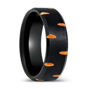 GILTBLADE | Black Tungsten Ring, Alternating Wedge Cuts