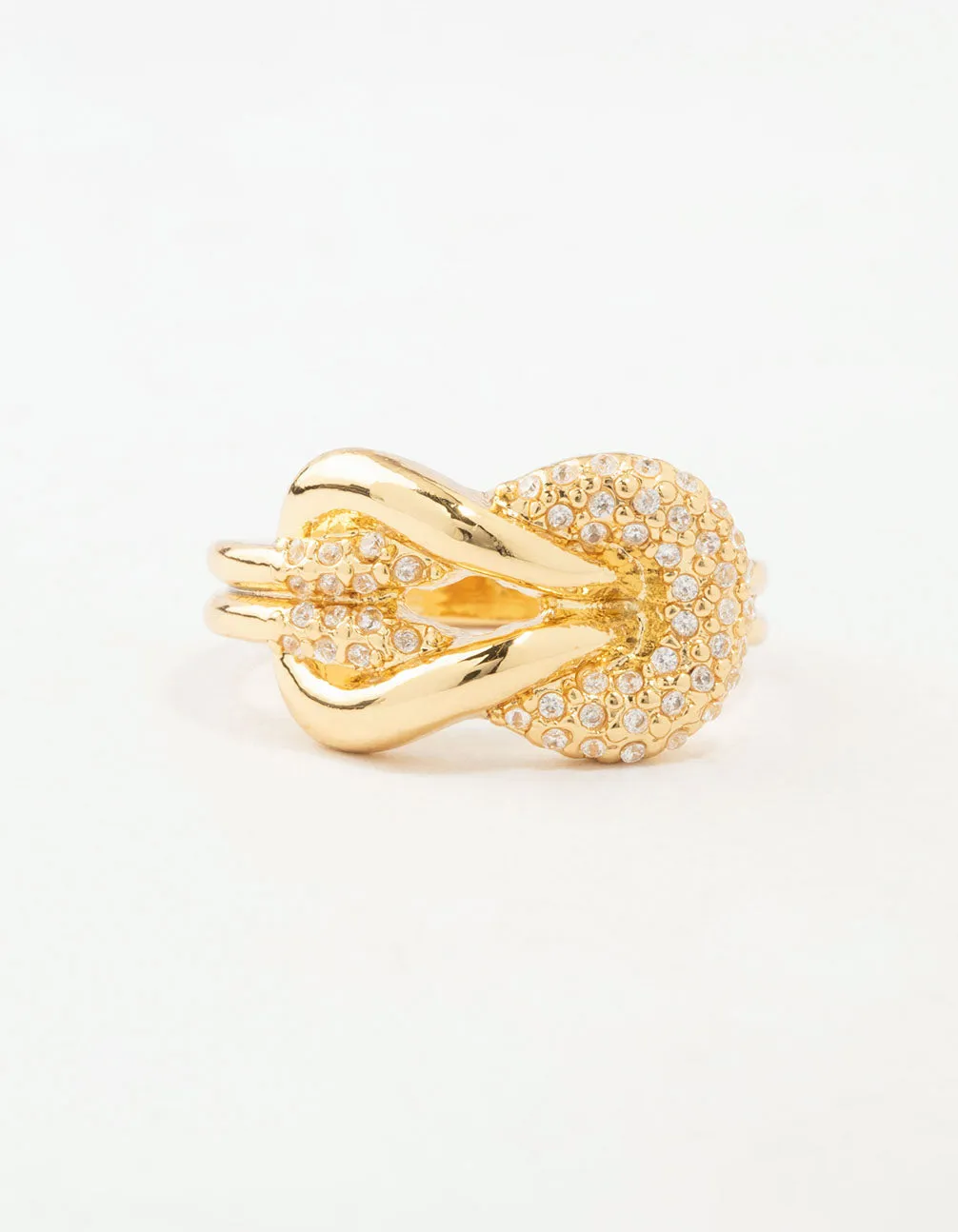 Gold Bold Diamante Knotted Ring