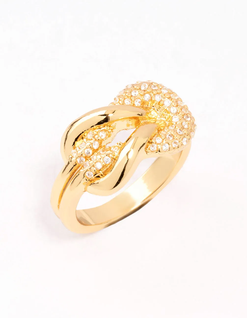 Gold Bold Diamante Knotted Ring