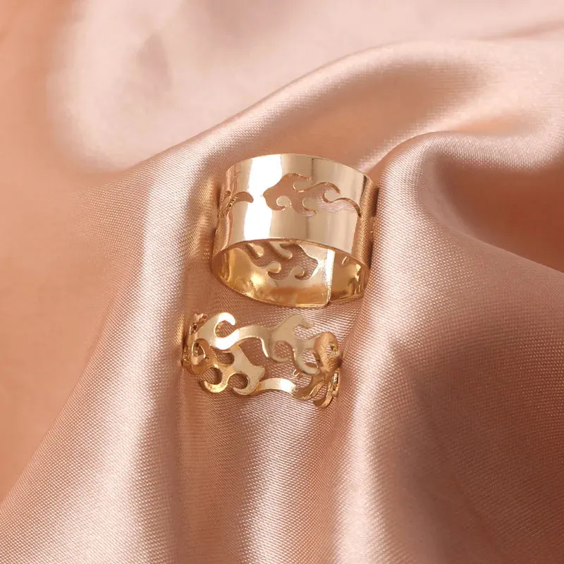 Gold Color 2pcs/set Couple Rings Women Open Rings Set Adjustable Wedding Rings Fashion Female Butterfly Rings bague femme