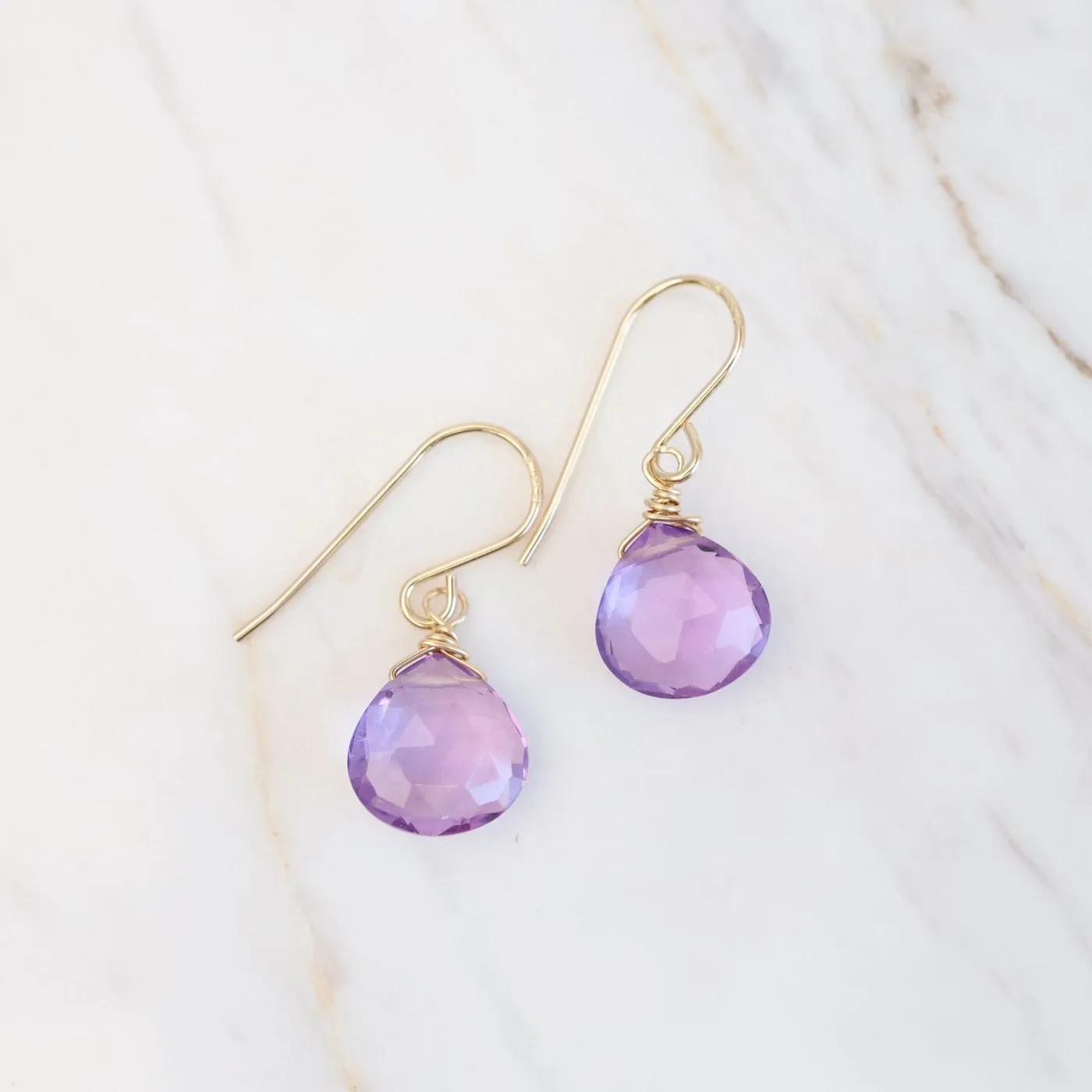 Gold Filled 10mm Pink Amethyst Drop Earring