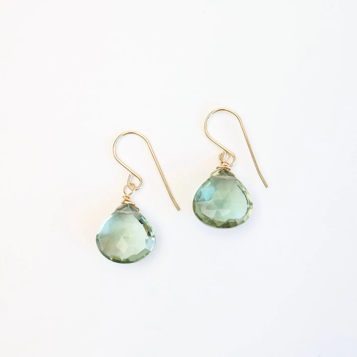 Gold Filled Green Amethyst Teardrop Earring