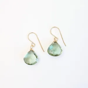 Gold Filled Green Amethyst Teardrop Earring