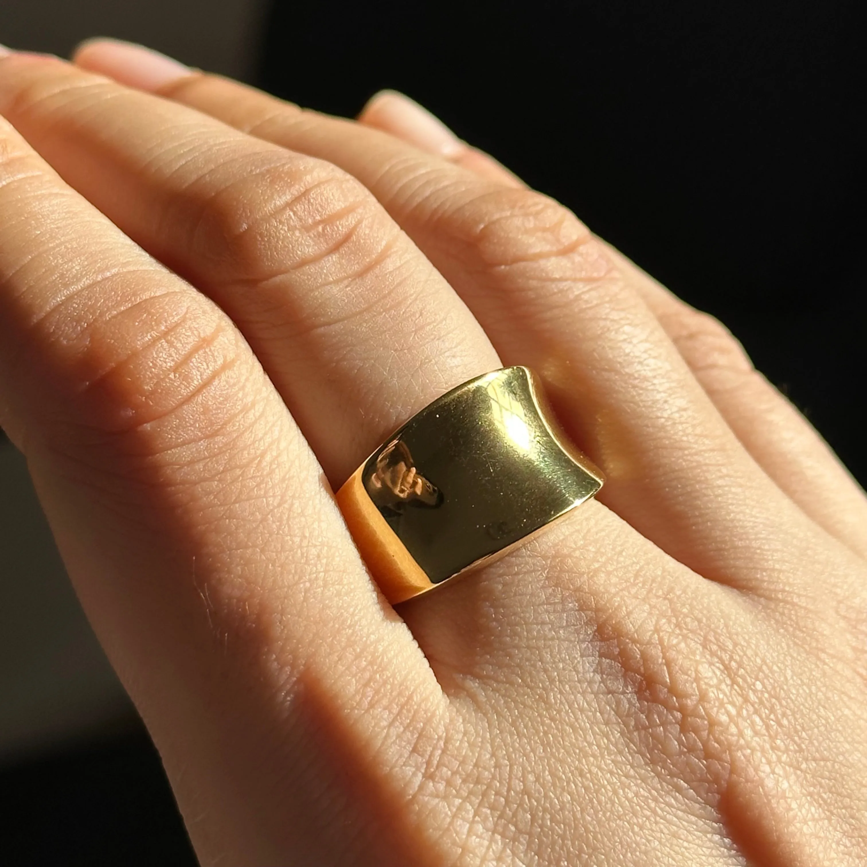 Gold Plated Sterling Silver Concave Tapered Ring