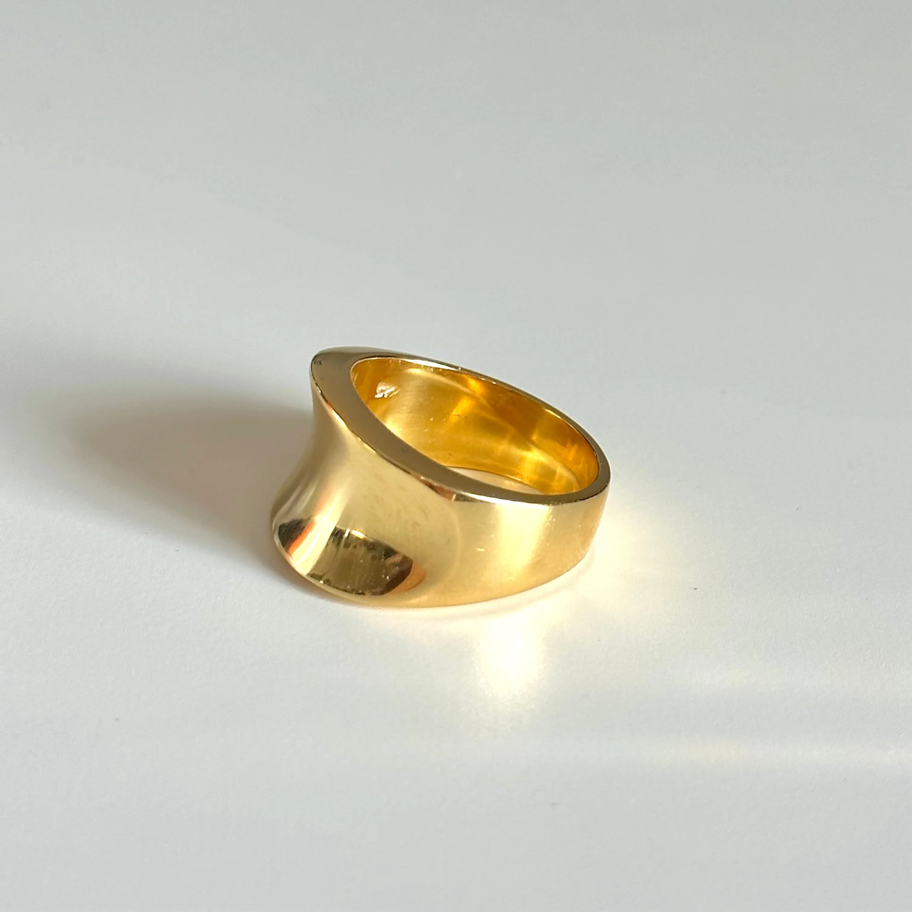 Gold Plated Sterling Silver Concave Tapered Ring