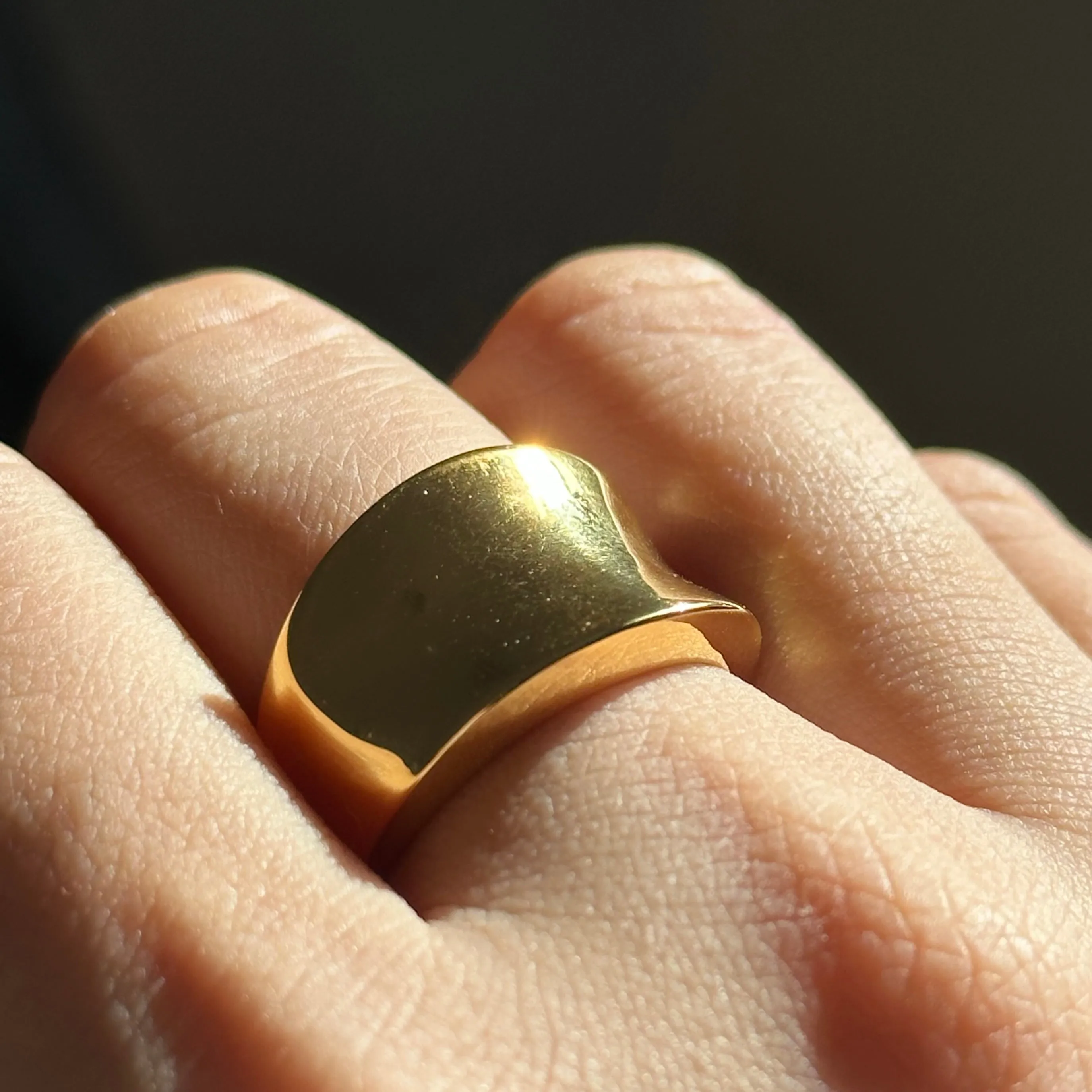 Gold Plated Sterling Silver Concave Tapered Ring