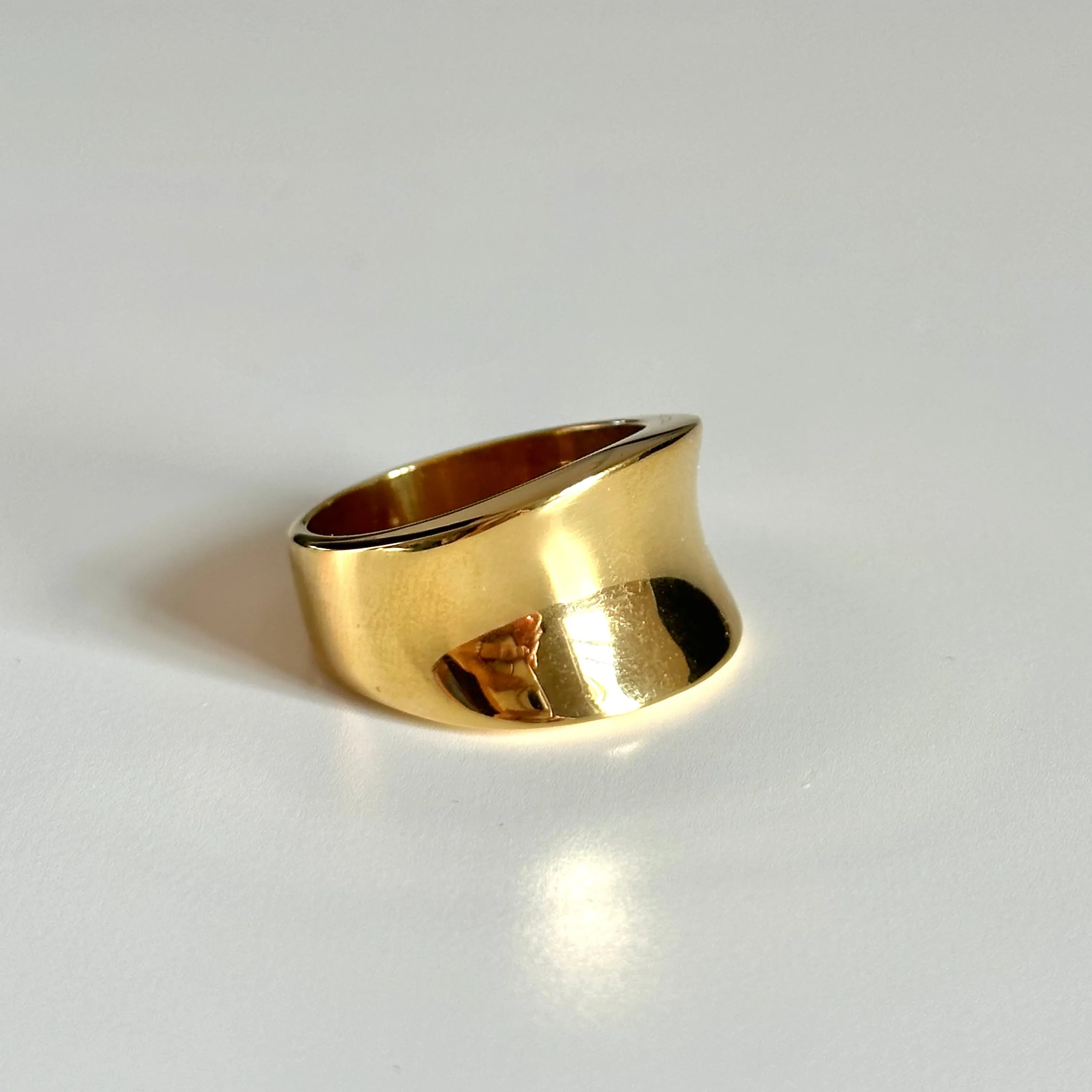 Gold Plated Sterling Silver Concave Tapered Ring