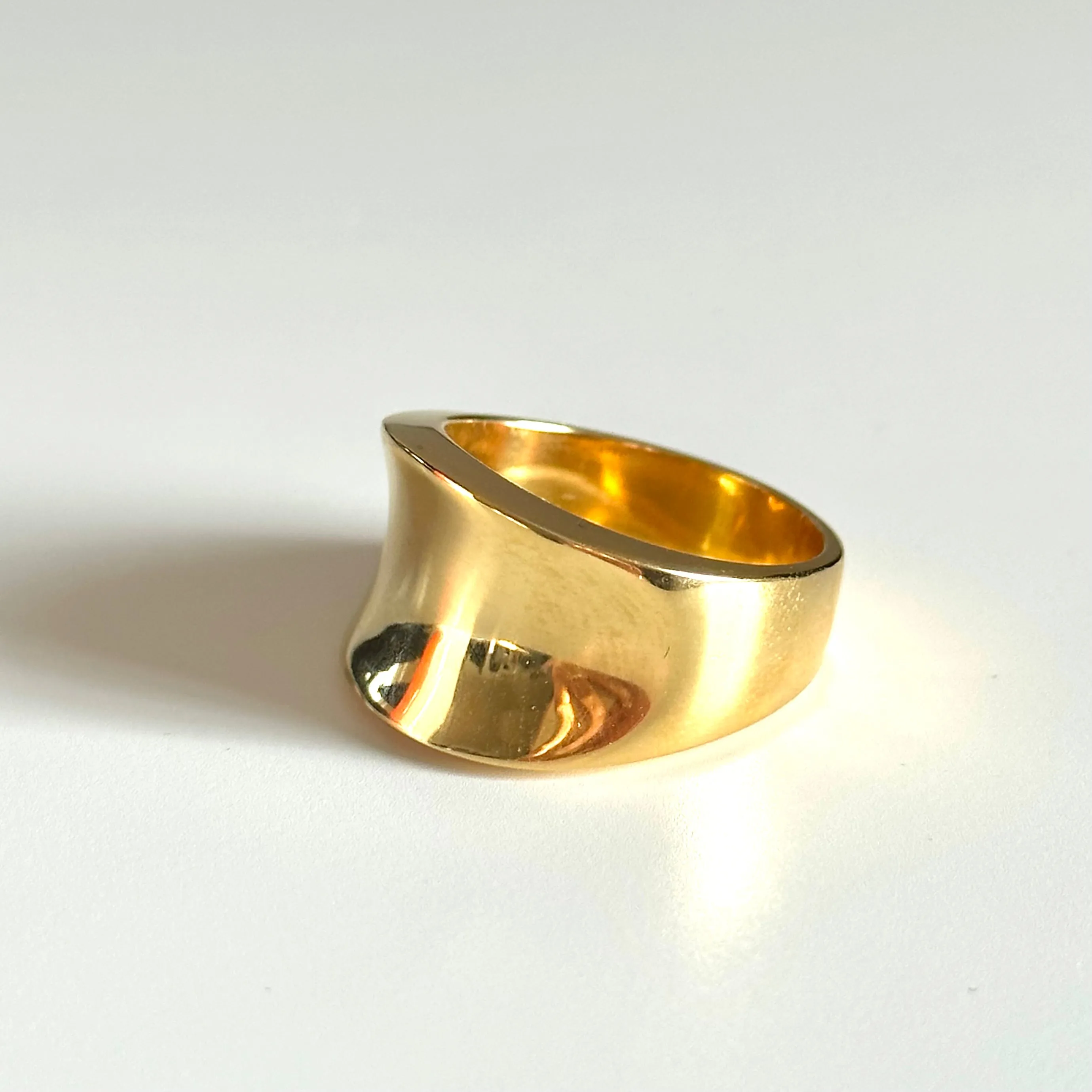 Gold Plated Sterling Silver Concave Tapered Ring