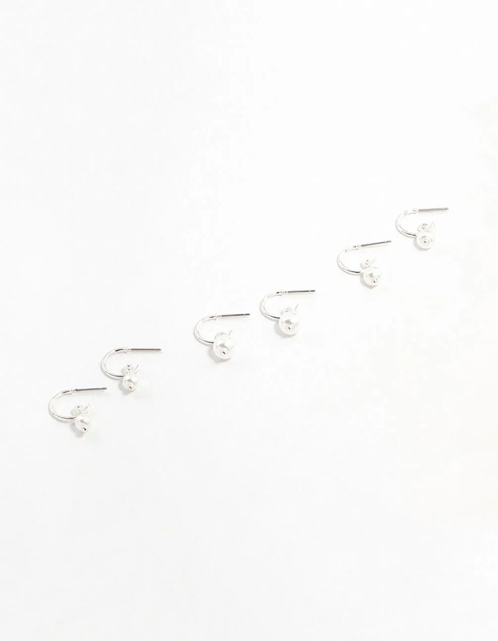 Graduating Silver Pearl Drop Huggie Earrings 3-Pack