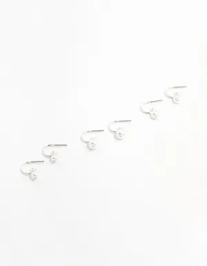 Graduating Silver Pearl Drop Huggie Earrings 3-Pack