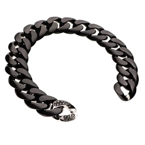 GROUMETTE MATTE BLACK CERAMIC WITH BLACK DIAMOND LINK by Roberto Demeglio