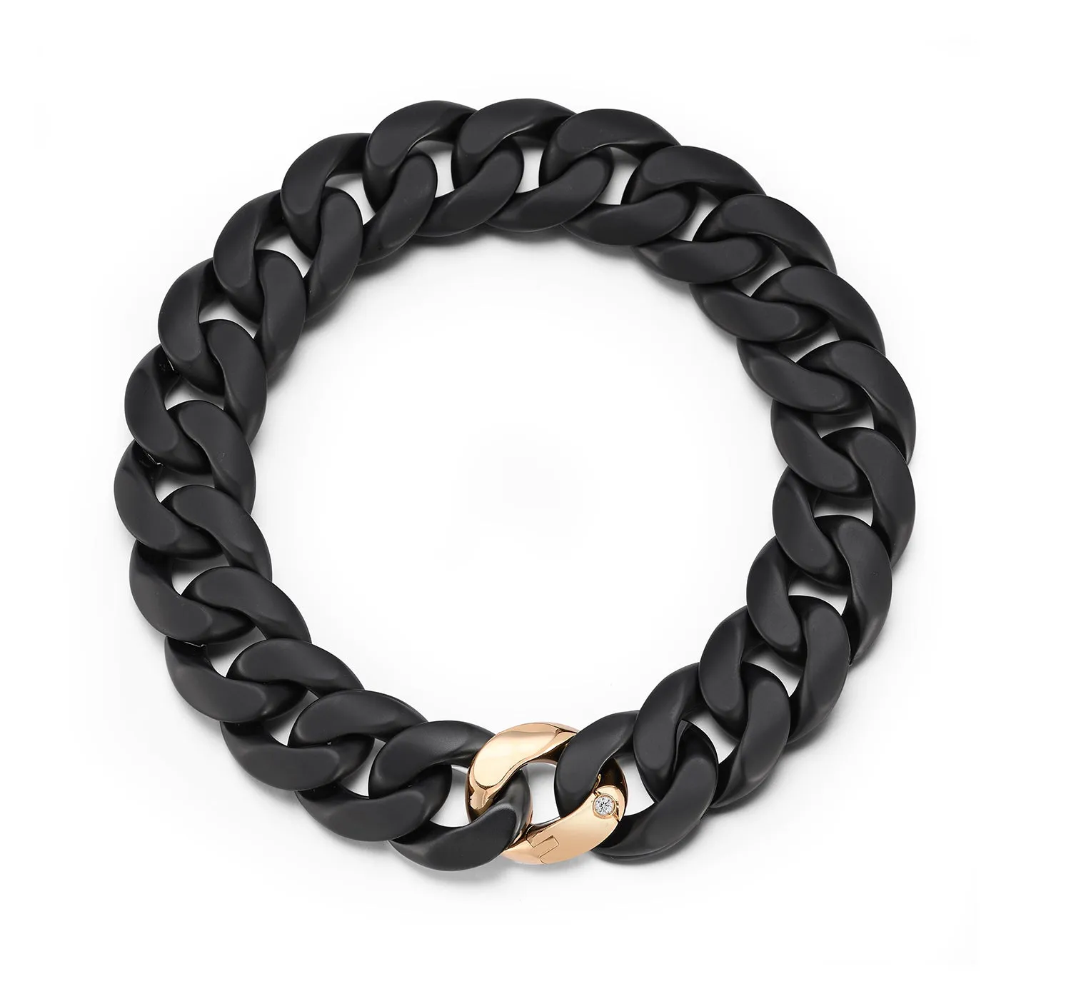 GROUMETTE MATTE BLACK CERAMIC WITH ONE GOLD LINK by Roberto Demeglio