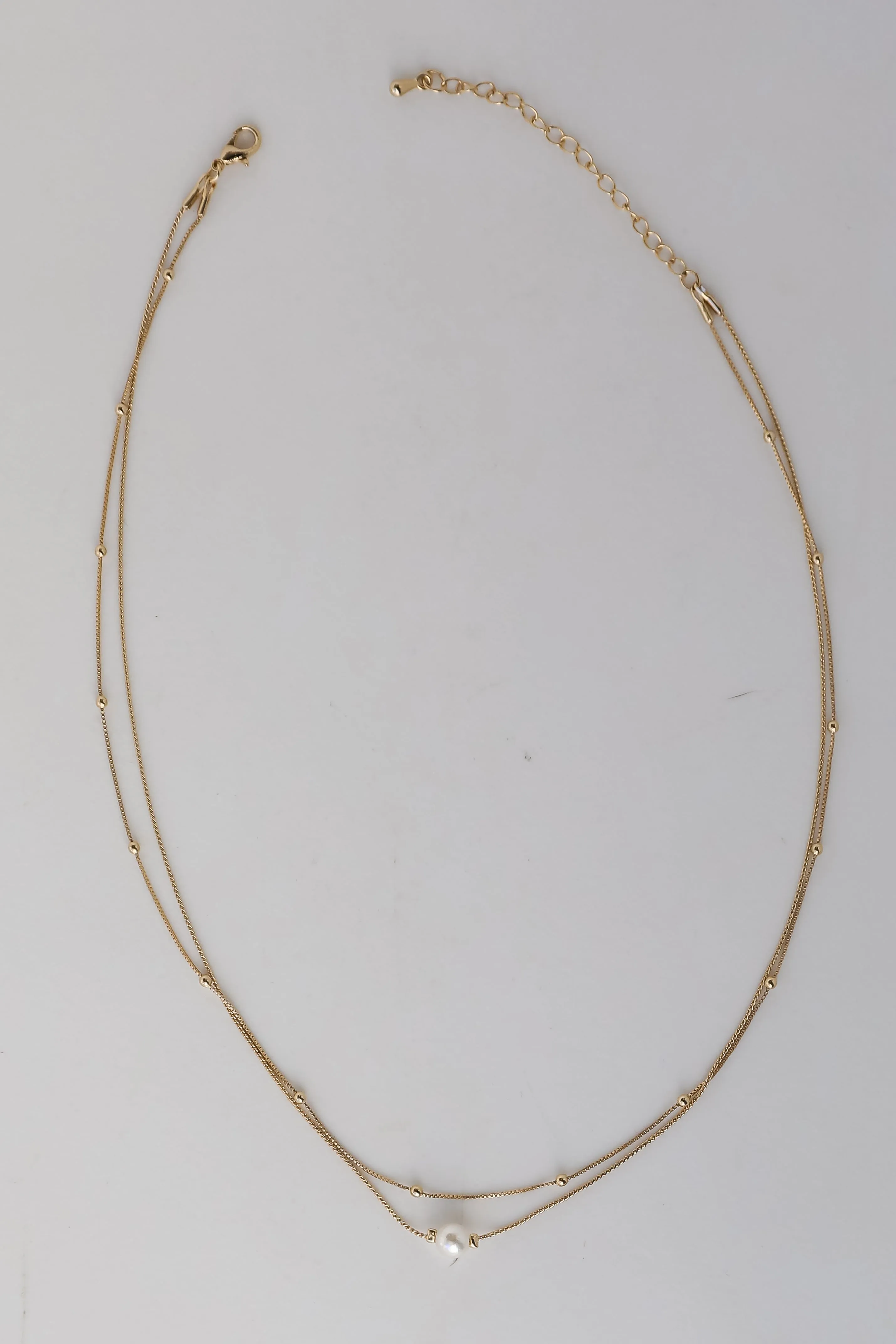 Harlow Gold Pearl Layered Chain Necklace