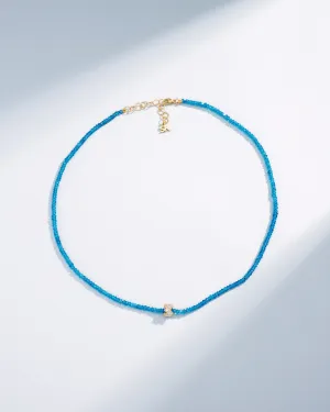 Infinite Beaded Dark Apatite & Mini Diamond Rondelle Necklace