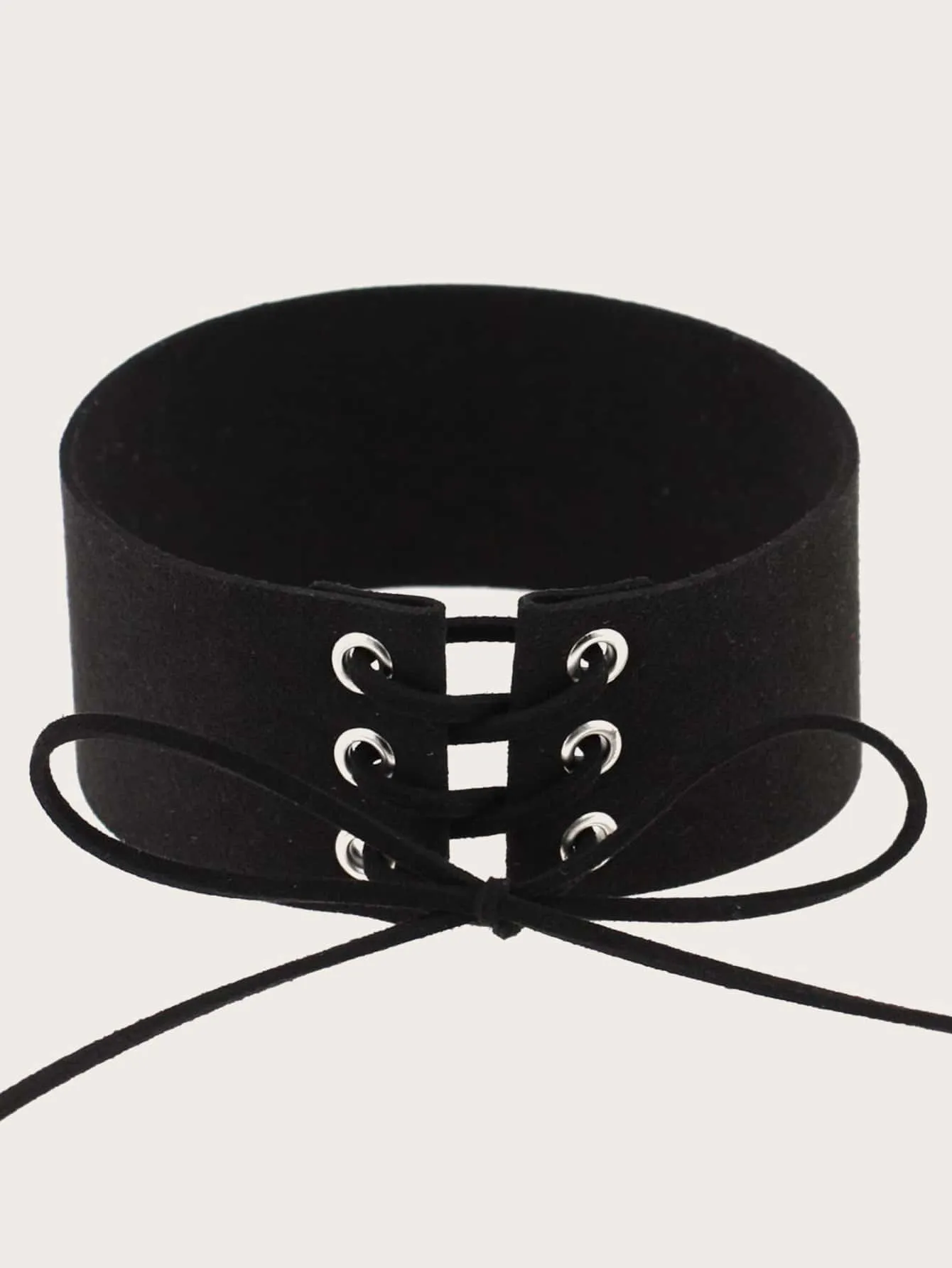 Lace-up Front Eyelet Detail Choker Statement Necklace Modern Necklace Creative