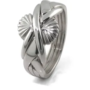 LADIES FAN 4 band STERLING SILVER Puzzle Ring 4FSD