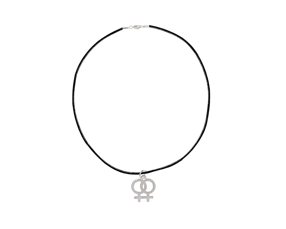 Lesbian Same Sex Female Symbol Black Cord Necklaces