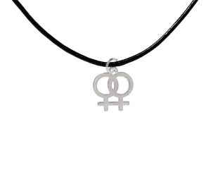 Lesbian Same Sex Female Symbol Black Cord Necklaces